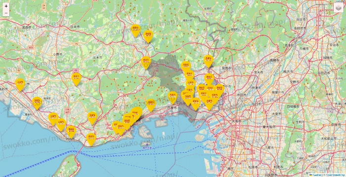 兵庫県の鳥貴族の店舗地図