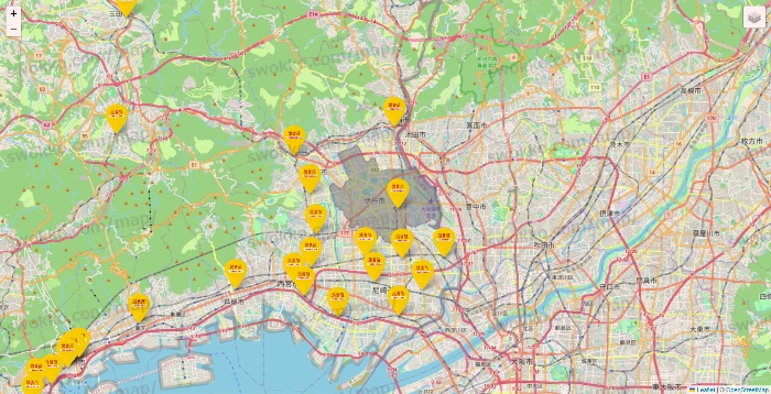 兵庫県の鳥貴族の店舗地図