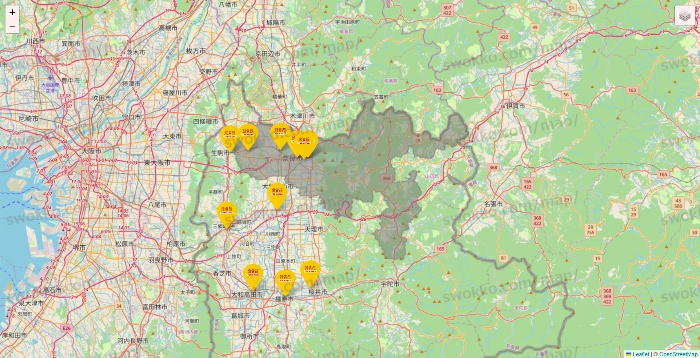 奈良県の鳥貴族の店舗地図