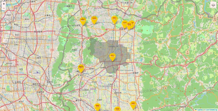 奈良県の鳥貴族の店舗地図