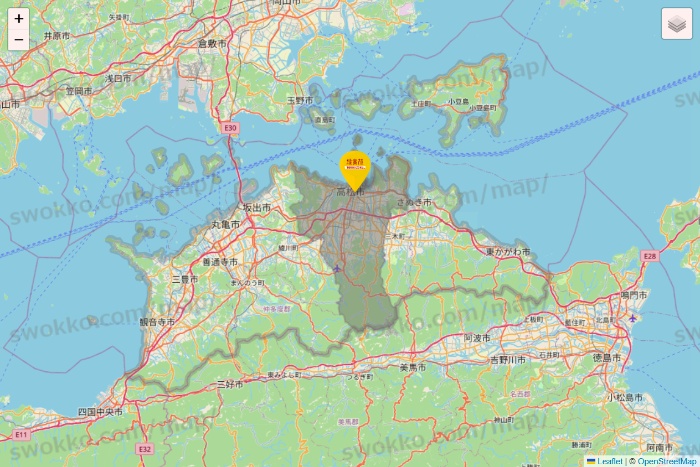 香川県の鳥貴族の店舗地図