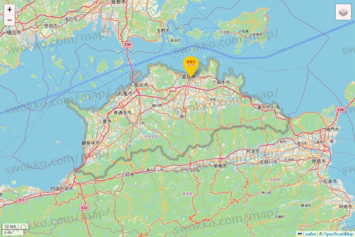 香川県の鳥貴族の店舗地図