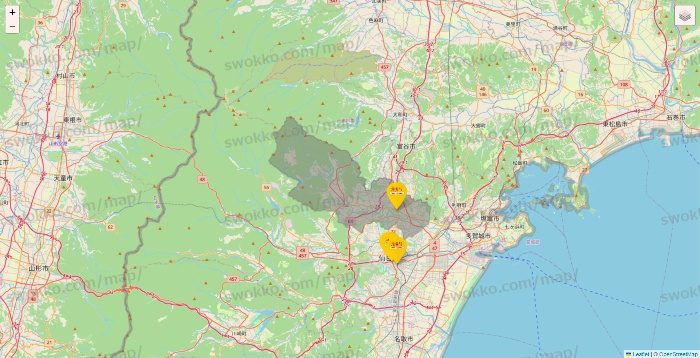 宮城県の鳥貴族の店舗地図