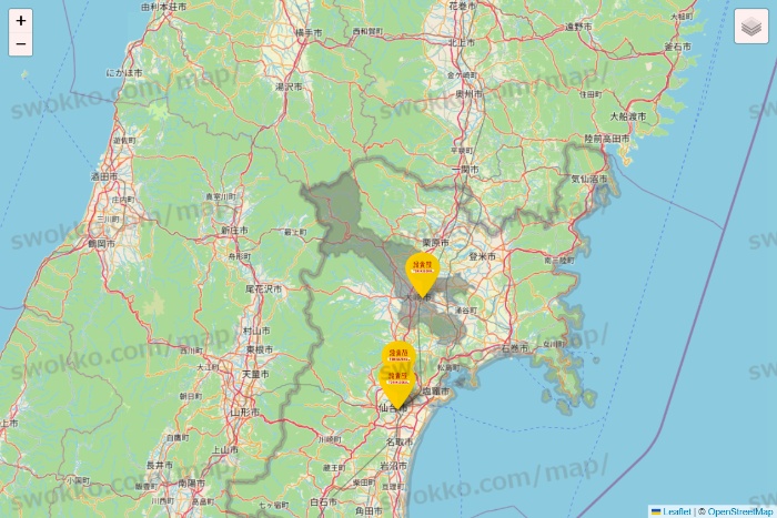 宮城県の鳥貴族の店舗地図
