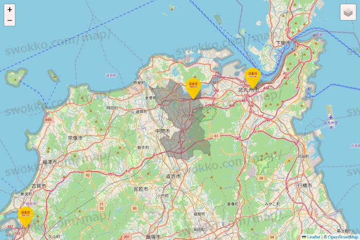 福岡県の鳥貴族の店舗地図