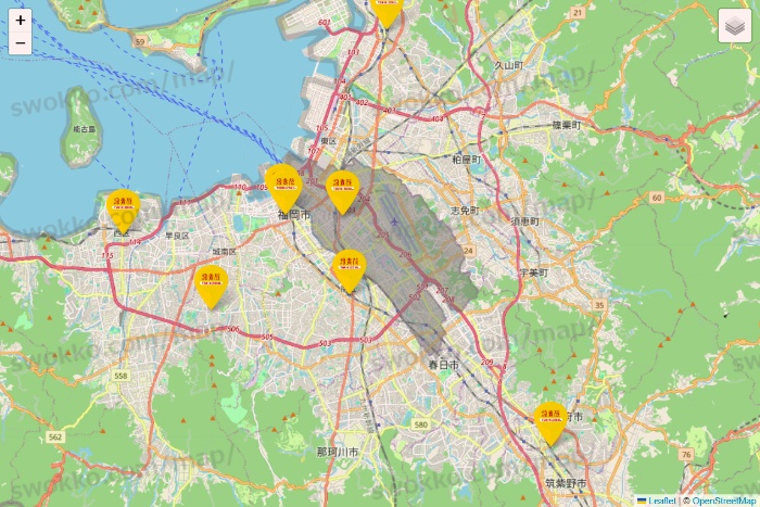 福岡県の鳥貴族の店舗地図