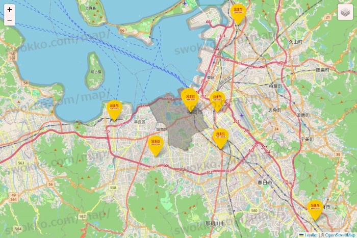 福岡県の鳥貴族の店舗地図