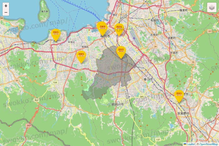 福岡県の鳥貴族の店舗地図