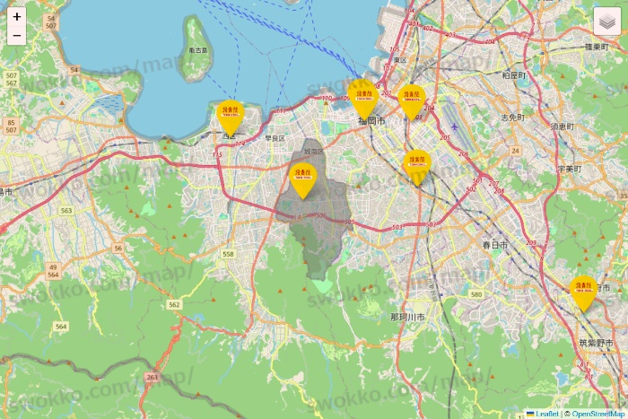 福岡県の鳥貴族の店舗地図