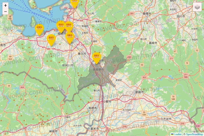 福岡県の鳥貴族の店舗地図