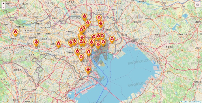 東京都の鳥メロの店舗地図