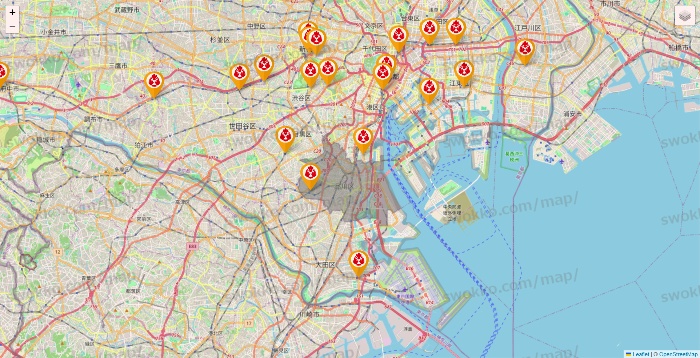 東京都の鳥メロの店舗地図