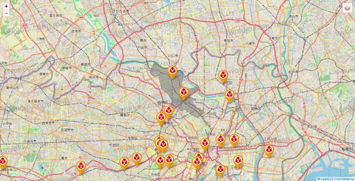 東京都の鳥メロの店舗地図