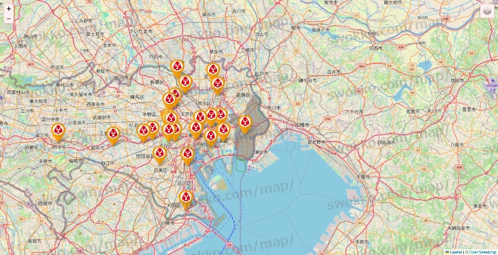 東京都の鳥メロの店舗地図
