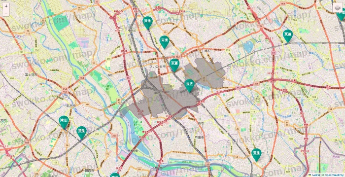 埼玉県の東進（ハイスクール・衛星予備校）の校舎地図