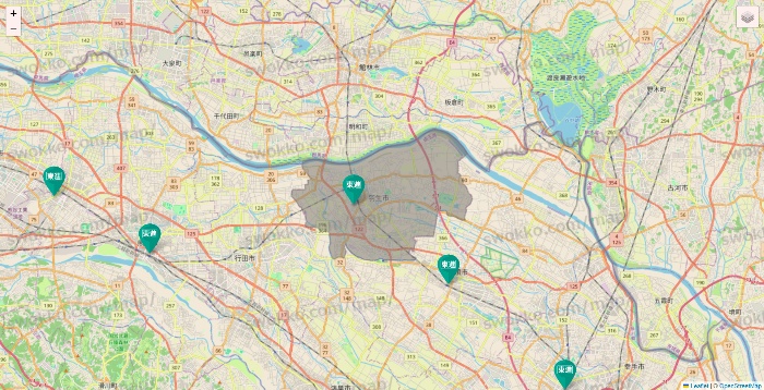 埼玉県の東進（ハイスクール・衛星予備校）の校舎地図