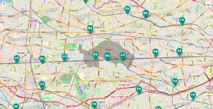 東京都の東進（ハイスクール・衛星予備校）の校舎地図