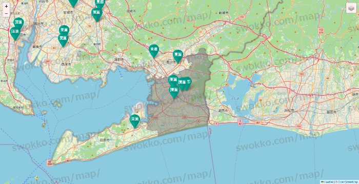 愛知県の東進（ハイスクール・衛星予備校）の校舎地図