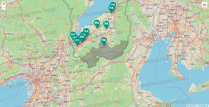 滋賀県の東進（ハイスクール・衛星予備校）の校舎地図