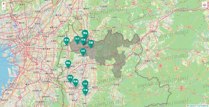 奈良県の東進（ハイスクール・衛星予備校）の校舎地図