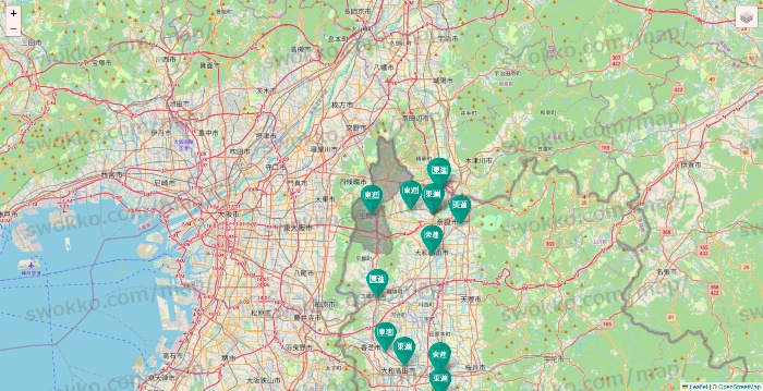 奈良県の東進（ハイスクール・衛星予備校）の校舎地図
