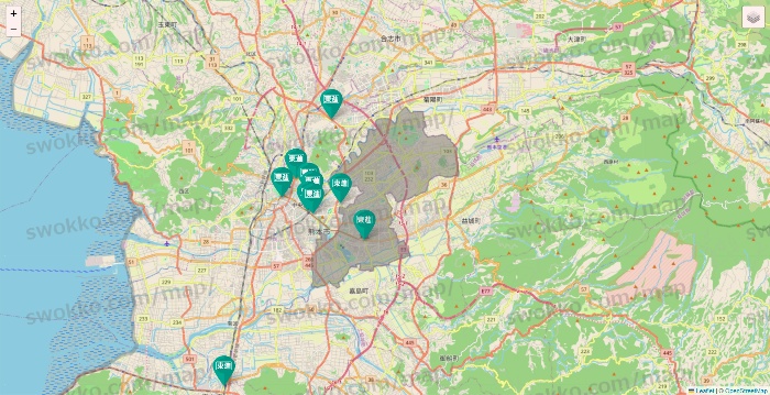 熊本県の東進（ハイスクール・衛星予備校）の校舎地図