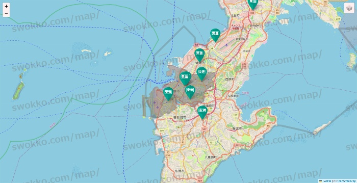 沖縄県の東進（ハイスクール・衛星予備校）の校舎地図