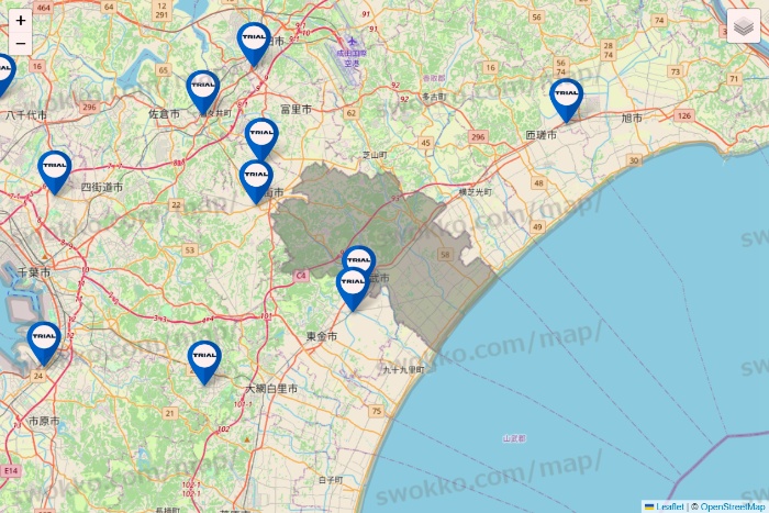 千葉県のトライアル（TRIAL）の店舗地図