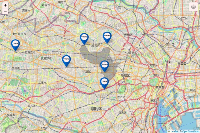 東京都のトライアル（TRIAL）の店舗地図