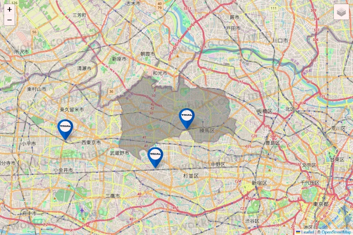 東京都のトライアル（TRIAL）の店舗地図