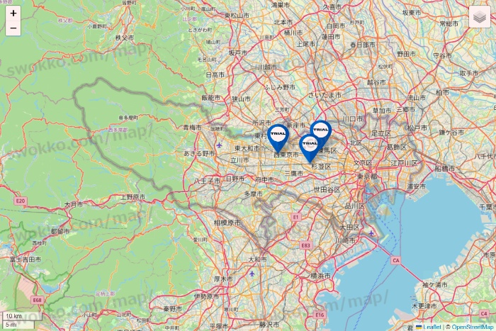 東京都のトライアル（TRIAL）の店舗地図