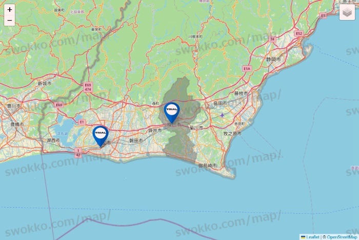 静岡県のトライアル（TRIAL）の店舗地図