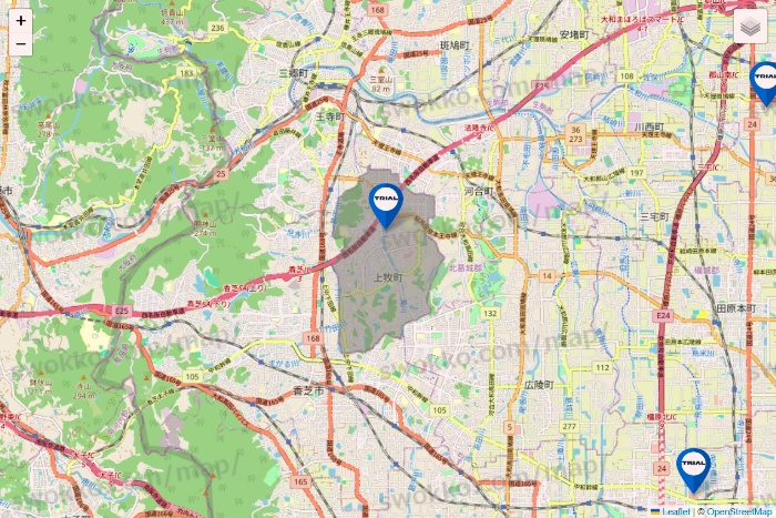 奈良県のトライアル（TRIAL）の店舗地図