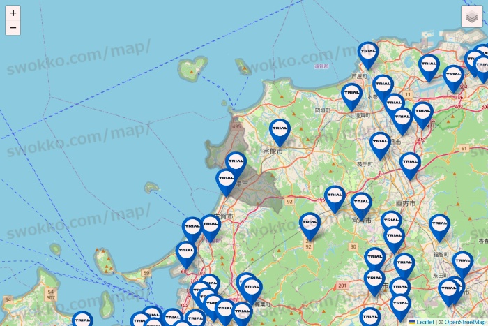 福岡県のトライアル（TRIAL）の店舗地図