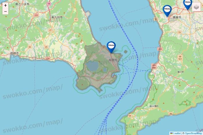 鹿児島県のトライアル（TRIAL）の店舗地図