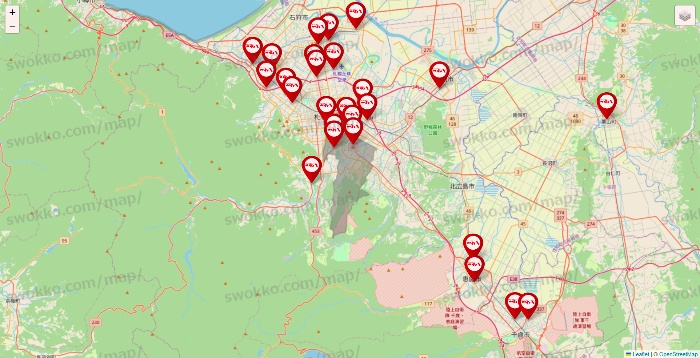 北海道のつぼ八の店舗地図