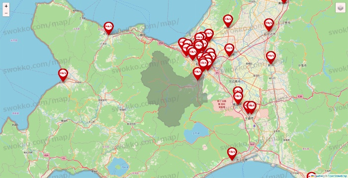 北海道のつぼ八の店舗地図