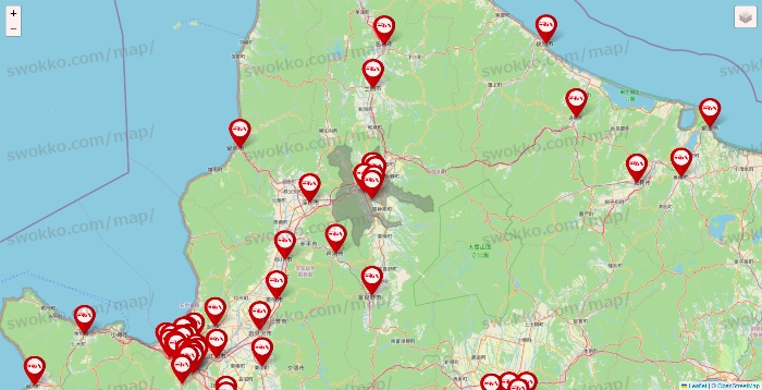 北海道のつぼ八の店舗地図