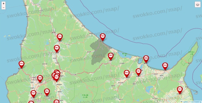 北海道のつぼ八の店舗地図