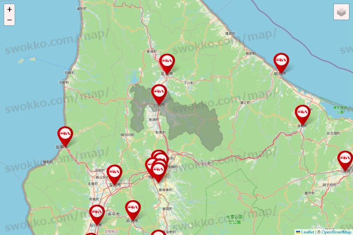 北海道のつぼ八の店舗地図