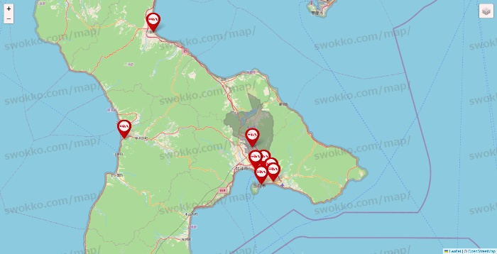 北海道のつぼ八の店舗地図