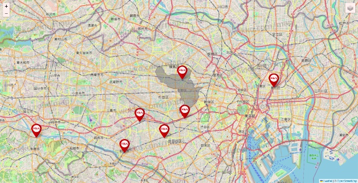 東京都のつぼ八の店舗地図