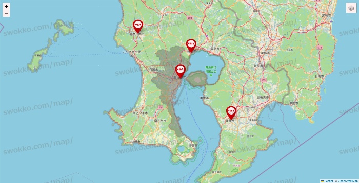 鹿児島県のつぼ八の店舗地図