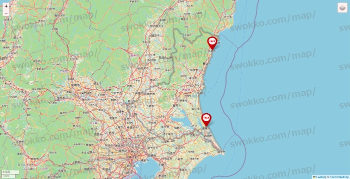 茨城県のつぼ八の店舗地図