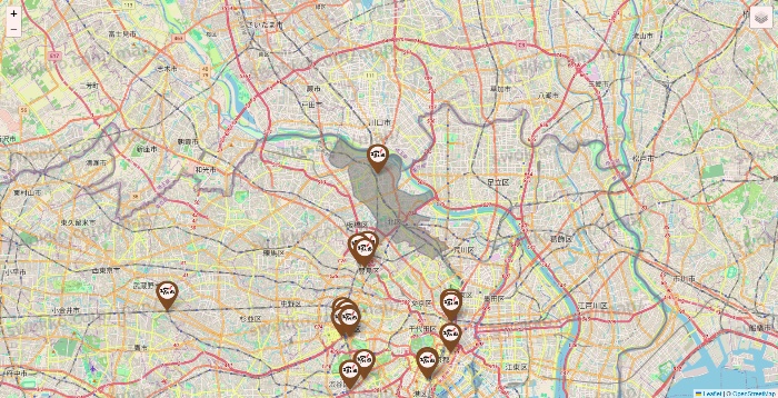 東京都の塚田農場の店舗地図