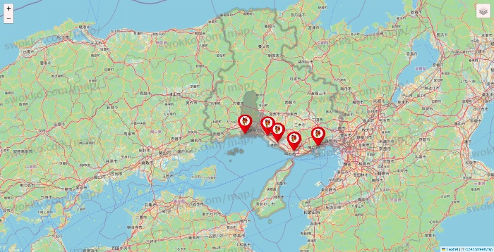 兵庫県の釣りのポイントの店舗地図