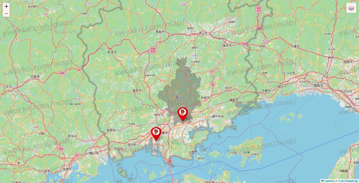 岡山県の釣りのポイントの店舗地図
