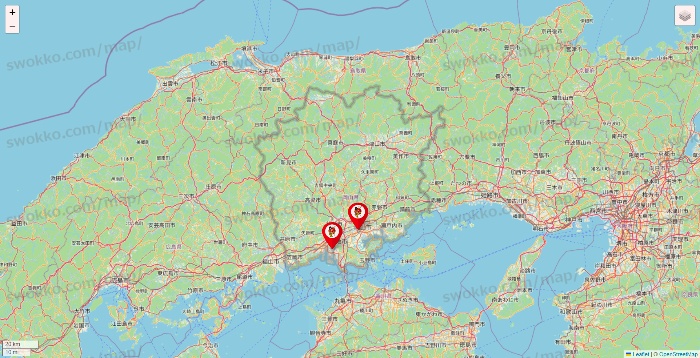 岡山県の釣りのポイントの店舗地図