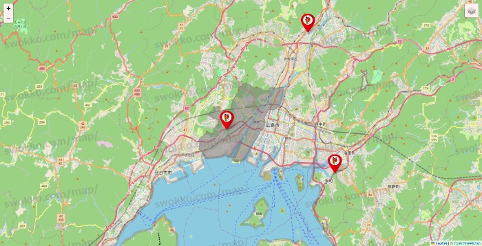 広島県の釣りのポイントの店舗地図