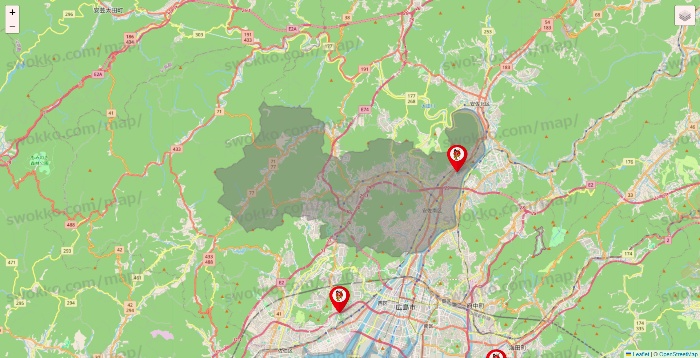 広島県の釣りのポイントの店舗地図